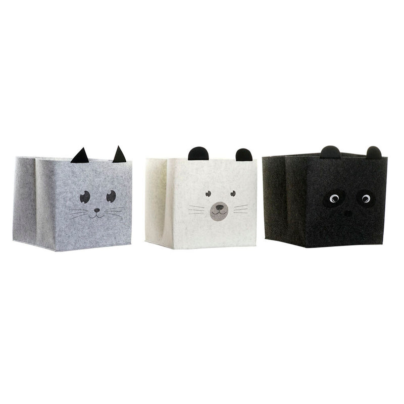 Korb DKD Home Decor Filz tiere (3 pcs) (32 x 32 x 32 cm)