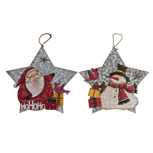 Décoration de Noël DKD Decor Decor Wood Corde (2 pcs) (33 x 1,3 x 31 cm)