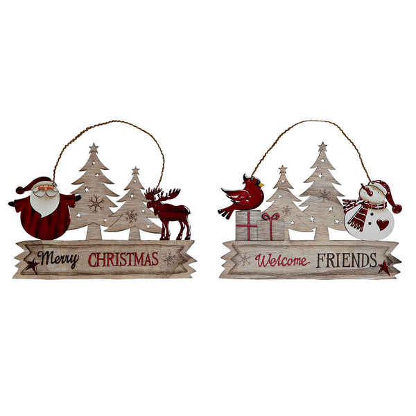 Décoration de Noël DKD DecCor Decor Verre en bois (2 pcs) (29,5 x 1,3 x 26 cm)