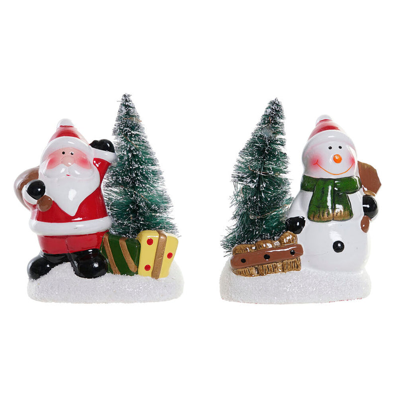 Weihnachtsdekoration DKD Home Decor Gres Santa Claus (2 Stcs) (9,5 x 6 x 11,5 cm)