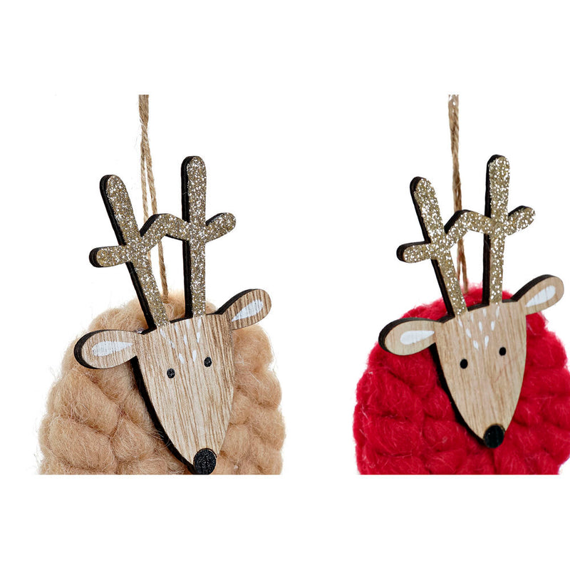 Décoration de Noël DKD Dec Home Polyester Reindeer Wood (3 pcs) (8 x 3 x 26 cm)