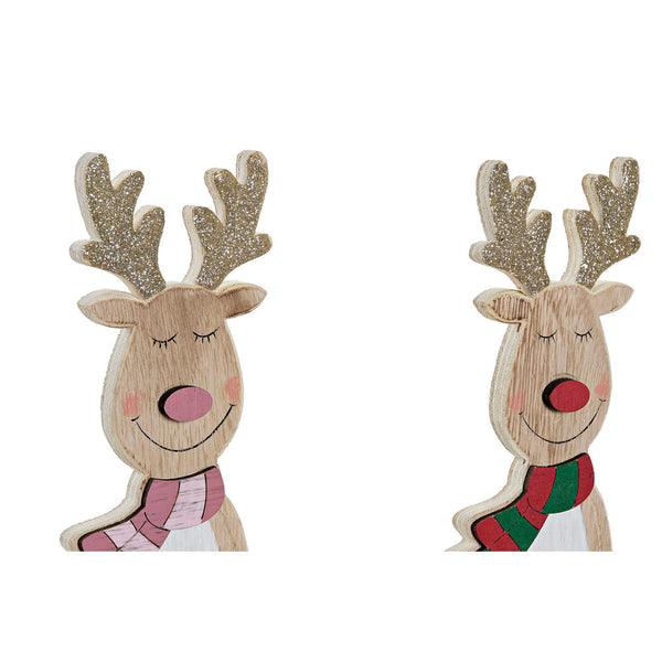 Décoration de Noël DKD Dec à domicile Rennament en bois (11 x 5 x 30 cm) (2 pc)