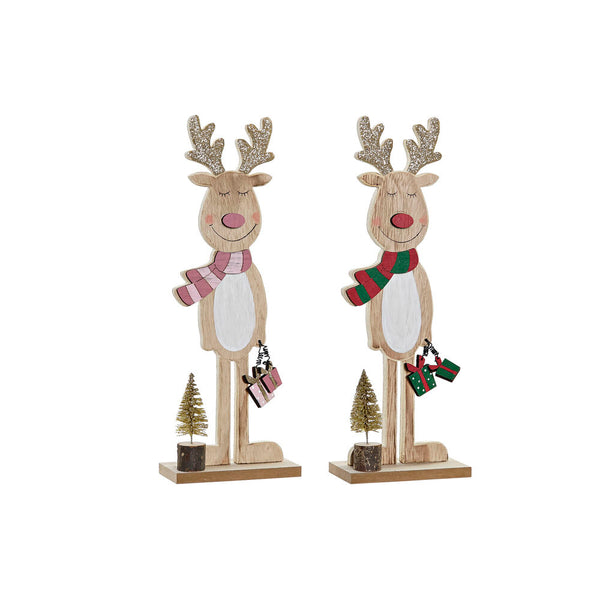 Décoration de Noël DKD Dec à domicile Rennament en bois (11 x 5 x 30 cm) (2 pc)