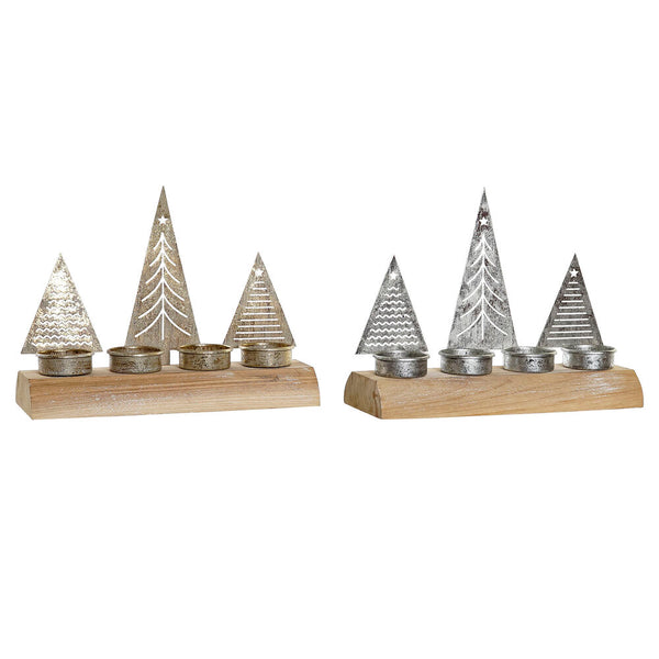 DKD Home Decor en métal décor en bois (23 x 8 x 17 cm) (2 pcs) (4 pièces)