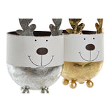 DKD Vase Home Decor décor en métal Metal Silver White Reindeer (2 PCS) (11 x 11 x 18 cm)