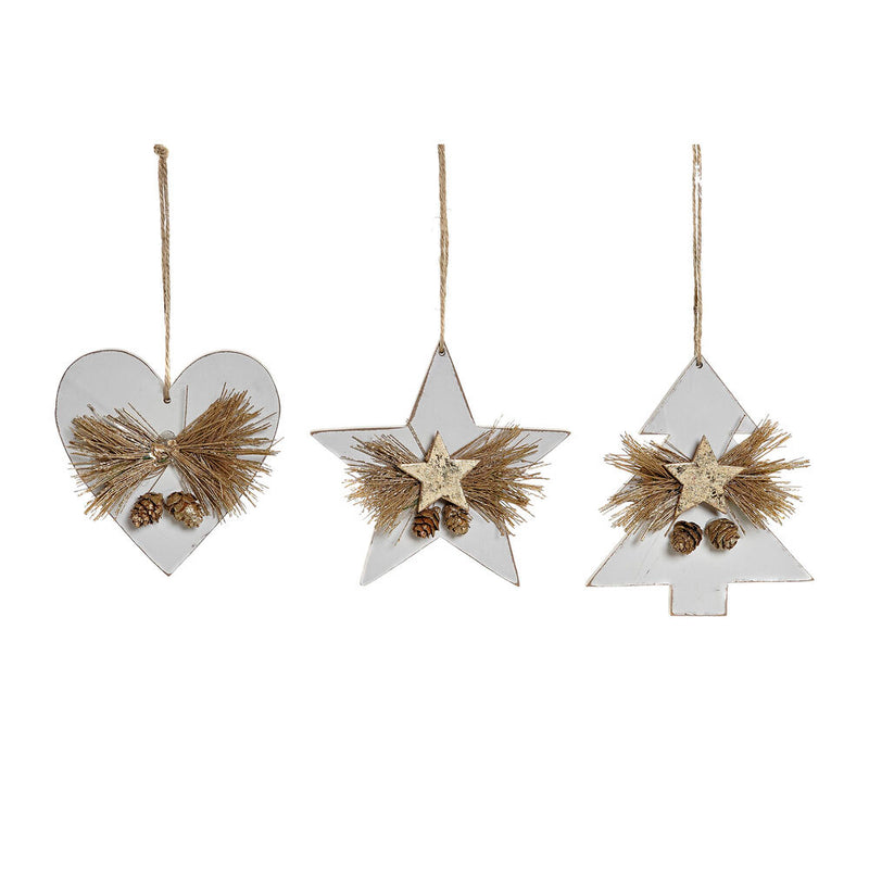 Weihnachtsdekoration DKD Home Decor Cuore Holzkabel (12 x 3 x 12 cm) (3 Stcs)