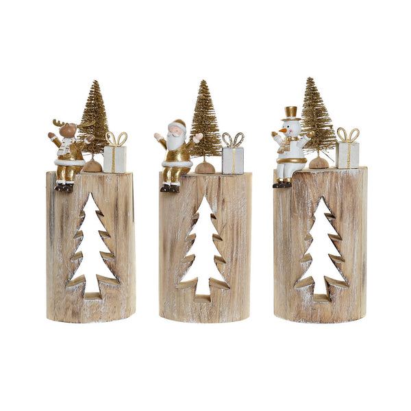 Décoration de Noël DKD Dec Home Trunci Wood (9 x 4 x 24 cm) (3 pc)