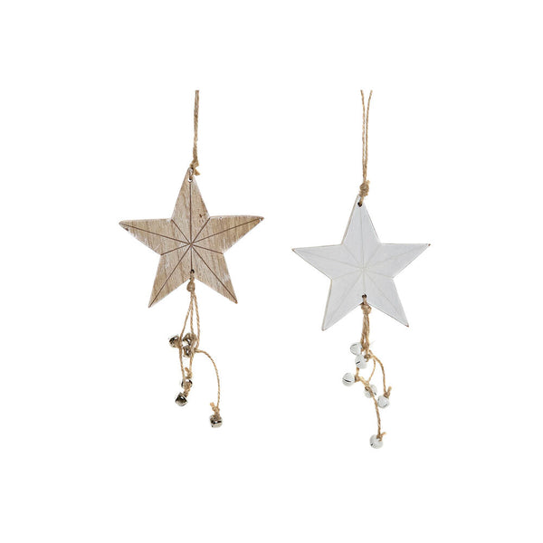 Décoration de Noël DKD Decor Decor Wood Cord Star (11 x 1 x 20 cm) (2 pc)