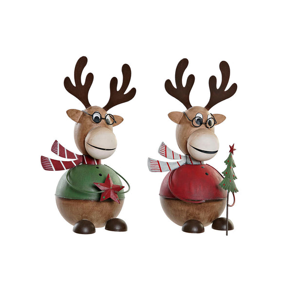 Décoration de Noël DKD Dec Home Renna Metal (2 pcs) (16 x 14 x 26 cm)