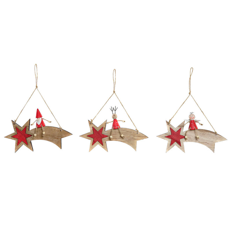 Weihnachtsdekoration DKD Home Decor Wood Cord Star (21 x 3 x 15 cm) (3 Stcs)