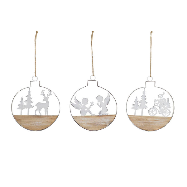 Décoration de Noël DKD DKD Home Decor Metal Wood Cervo (14,5 x 2 x 15 cm) (3 pcs)