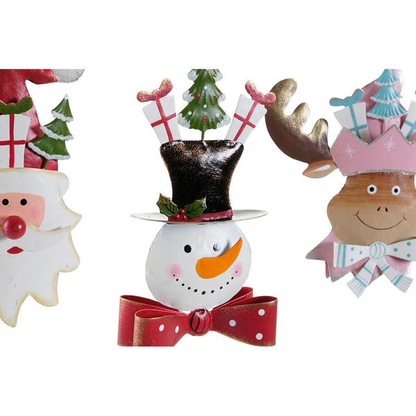 Décoration de Noël DKD DKD Home Decor Metal Santa Claus (3 pcs) (16 x 3 x 18 cm)