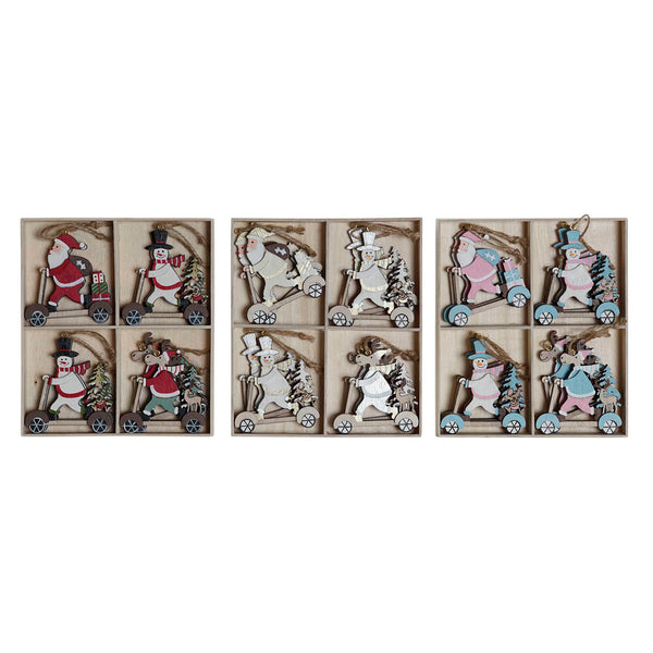 Décorations de Noël Set DKD Decor Home Decor Wood (6,5 x 0,5 x 8 cm) (3 pc)