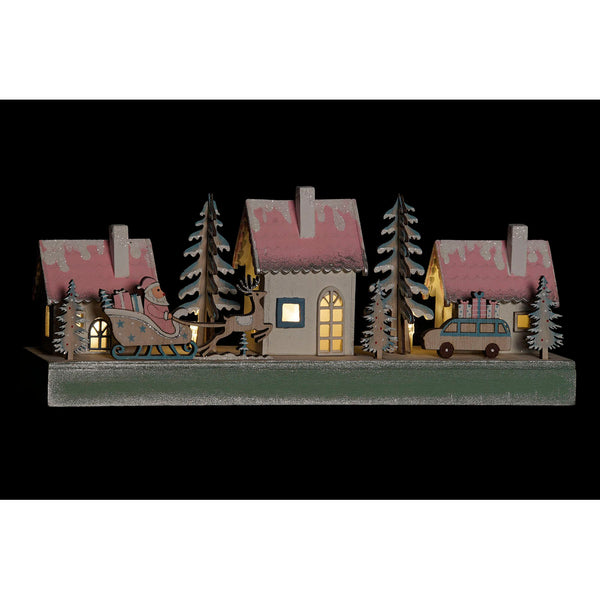 Weihnachtsdekoration DKD Home Decor Holzhaus (2 Stcs) (30 x 6 x 12 cm)