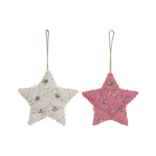 Weihnachtsdekoration DKD Home Decor Star Wolle (2 Stcs) (15 x 2,5 x 14 cm)