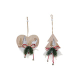 Weihnachtsdekoration DKD Home Decor Heart Polyester Holz MDF (2 PCs) (12 x 4 x 12 cm)