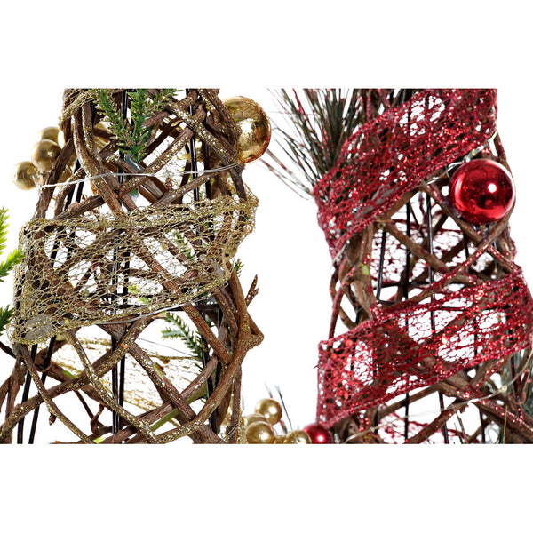 Árbol de Navidad DKD Decoración del hogar Rattan (2 pcs) (16 x 16 x 41 cm)