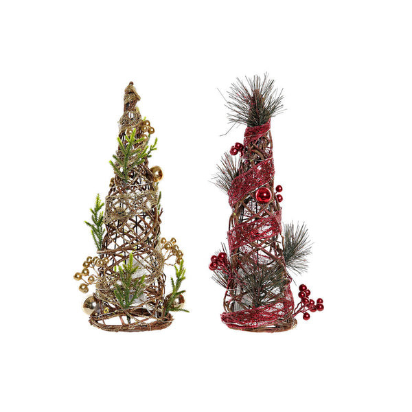 Árbol de Navidad DKD Decoración del hogar Rattan (2 pcs) (16 x 16 x 41 cm)