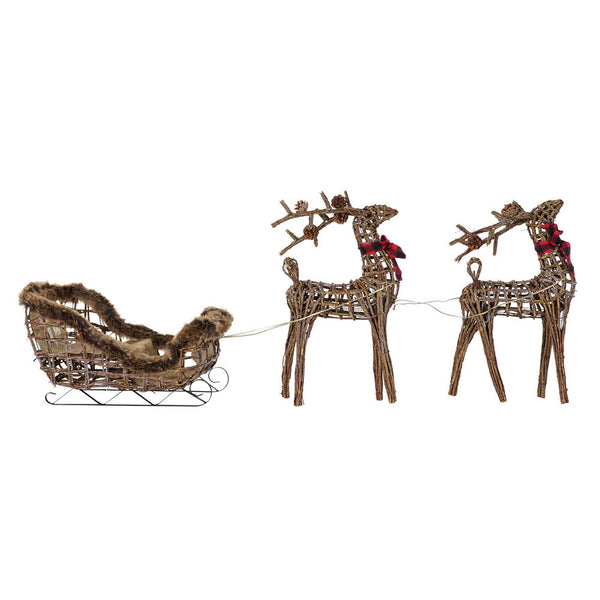 Décoration de Noël DKD Décor de maison Renna Metal Wicini (3 pcs) (30 x 60 x 34 cm) (40 x 14 x 62 cm)