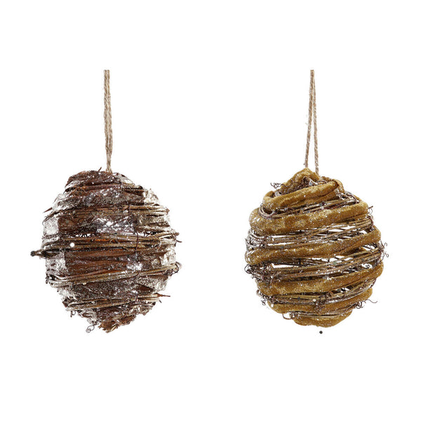 Ball de Noël DKD Home Decor Iuta Rattan (10 x 10 x 10 cm) (2 pc)