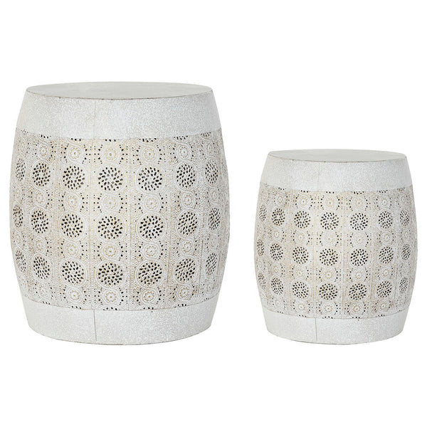 Tabla adicional DKD Decoración del hogar Metal de oro blanco (2 pcs) (40 x 40 x 42 cm) (30 x 30 x 34 cm)