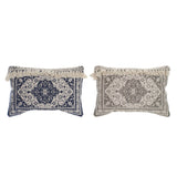 Cuscino DKD Home Decor Beige Grigio Cotone Blu Marino (2 pcs) (60 x 10 x 40 cm) - zannishop