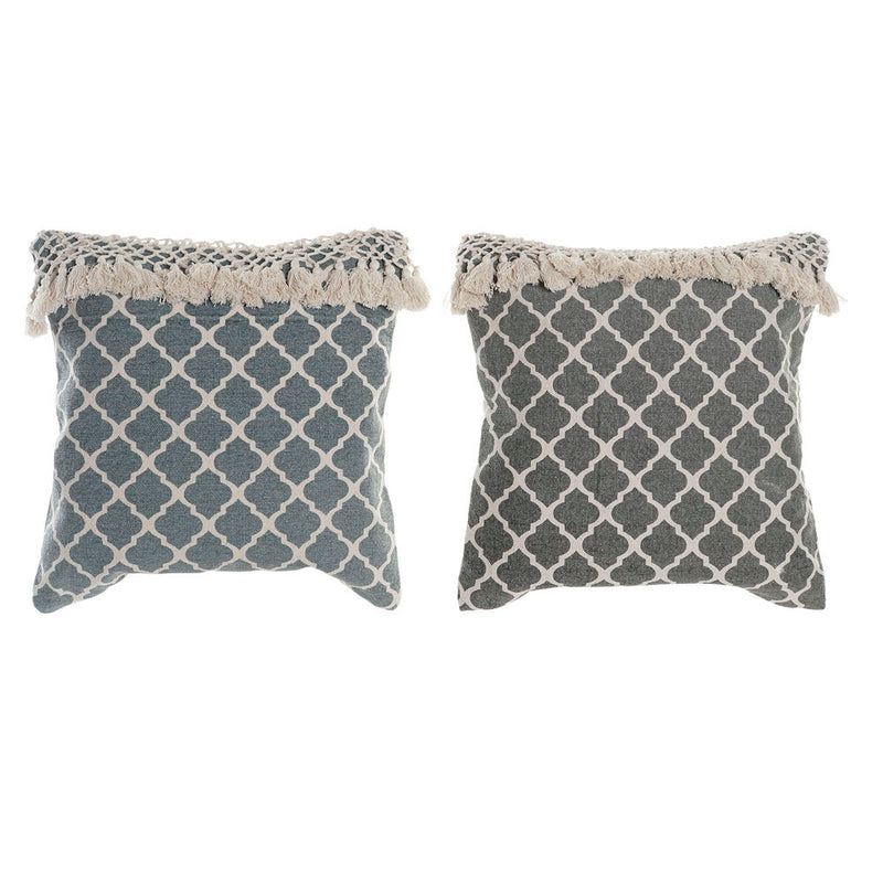 Cuscino DKD Home Decor Azzurro Beige Grigio Cotone (2 pcs) (50 x 10 x 50 cm) - zannishop