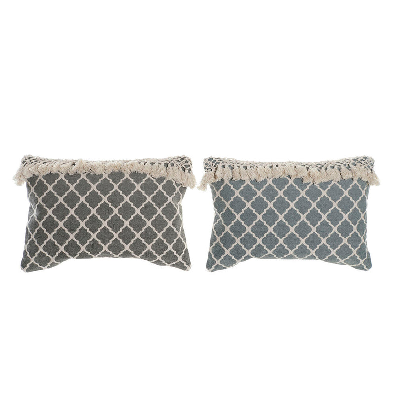 Cuscino DKD Home Decor Azzurro Beige Grigio Cotone (2 pcs) (60 x 10 x 40 cm) - zannishop