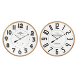 Wanduhr DKD Home Decor White Marrone Black Wood MDF (2 PCs) (80 x 4,5 x 80 cm)