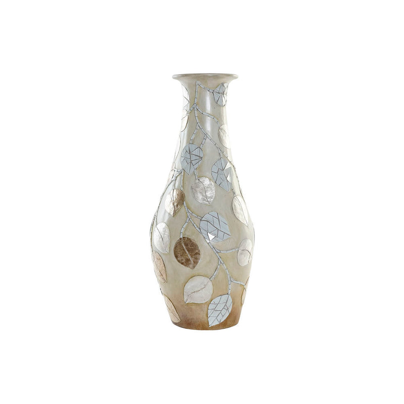 DKD Home Vase décor brun beige bali en terre cuite en terre cuite (25 x 25 x 60 cm)