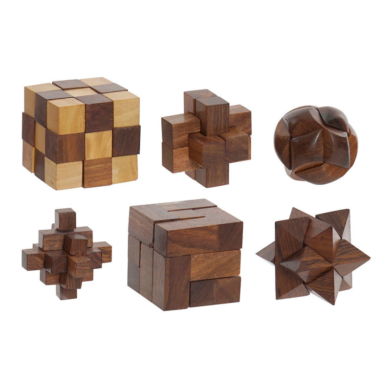 Gioco di Abilità DKD Home Decor Puzzle Ottone Palissandro (6 pcs) (17.5 x 12 x 6 cm) - zannishop