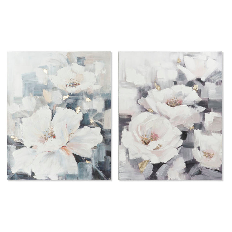 DKD Home Picture Decor Flower Canvas (2 pcs) (80 x 3,5 x 100 cm)