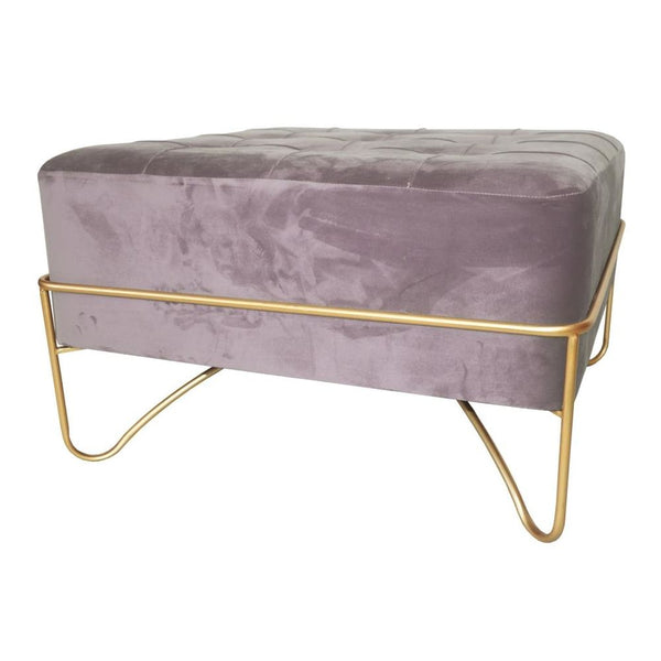 DKD Home Pen Bench Decor Pink Polyester Golden Metallträger MDF Holz (80 x 80 x 47 cm)