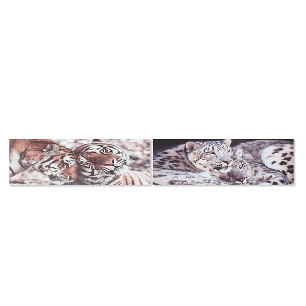 Quadro DKD Home Decor Pino Tigru Tela (2 pcs) (135 x 2.5 x 45 cm)