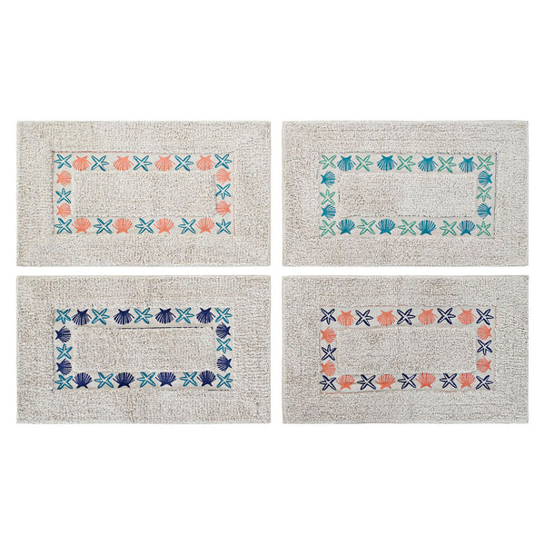 Tappeto DKD Home Decor Azzurro Arancio Cotone (4 pcs) (70 x 40 x 1 cm) - zannishop