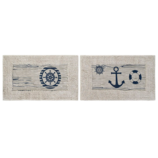 Tappeto DKD Home Decor Azzurro Bianco Cotone (2 pcs) (70 x 40 x 1 cm) - zannishop