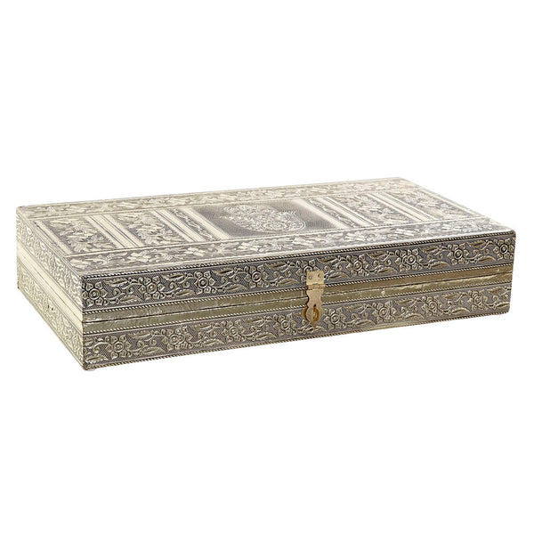 Scatola-Portagioie DKD Home Decor Fiore Legno Alluminio Arabo (38 x 20 x 7.5 cm) (1 pcs)