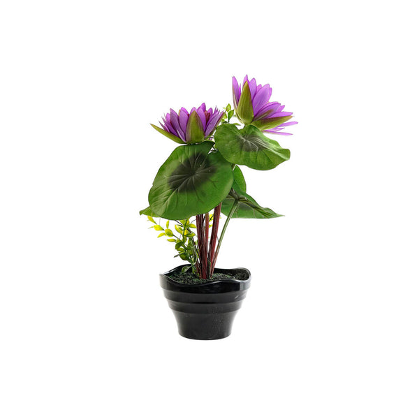 DKD Home Decor Vase Black Green PVC Lilac Tissu (22 x 18 x 34 cm)