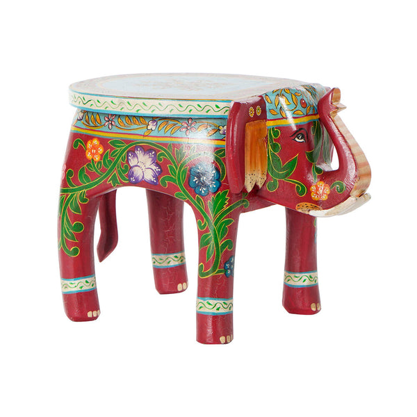 Tabla adicional DKD Decoración del hogar Brown Multicolor acrílico Mango Elefant Wood (45 x 34 x 34 cm)