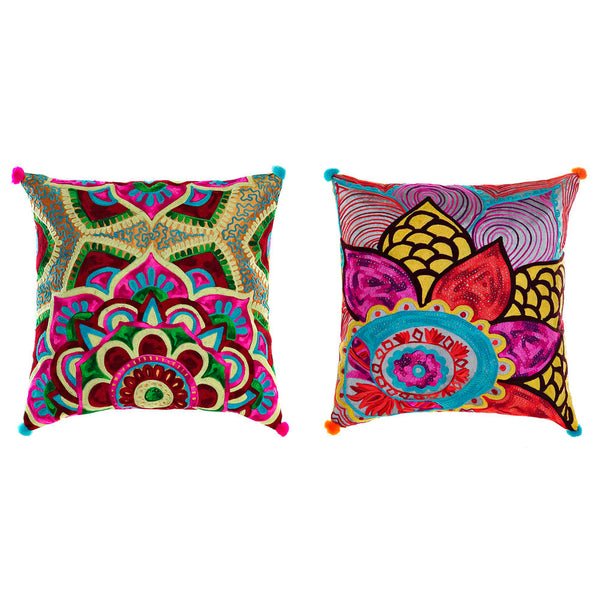 Cuscino DKD Home Decor Fiore Poliestere Multicolore (2 pcs) (40 x 10 x 40 cm) - zannishop