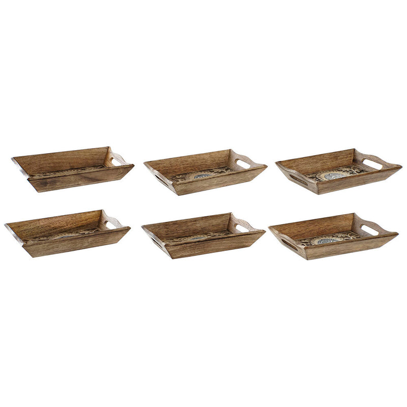 Centerpiece DKD Home Decor Aluminium Mango wood (6 pcs) (24 x 15.5 x 4 cm) - zannishop