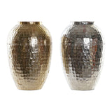 DKD Home Vase décor en aluminium argent moderne (2 pc) (20 x 20 x 30 cm)