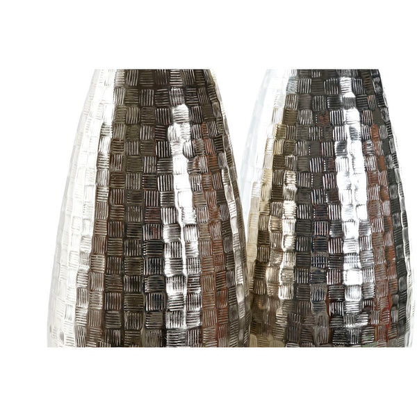 DKD Home Vase décor en aluminium argenté moderne (2 pcs) (16 x 16 x 32 cm)