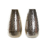 DKD Home Vase décor en aluminium argenté moderne (2 pcs) (16 x 16 x 32 cm)