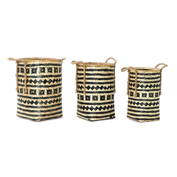 Juego de Cestas DKD Home Decor Bambú Cuerda Bali (3 pcs)