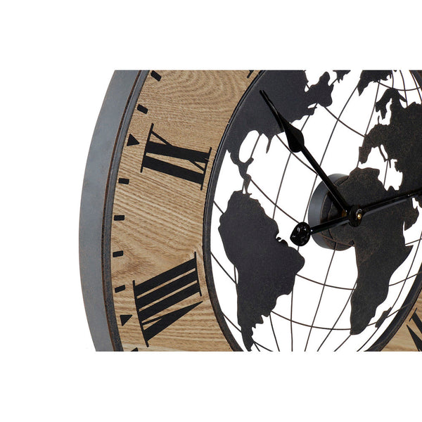 Orologio da Parete DKD Home Decor Nero Ferro Legno MDF (60 x 3.5 x 60 cm)