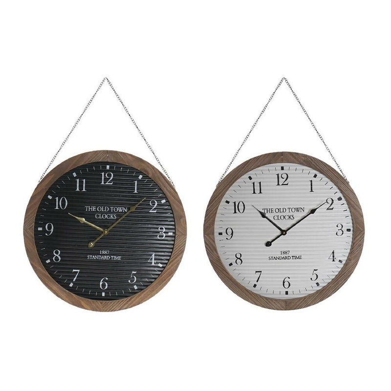 Orologio da Parete DKD Home Decor Nero Bianco Ferro Legno MDF (50 x 4.5 x 50 cm) (2 pcs)