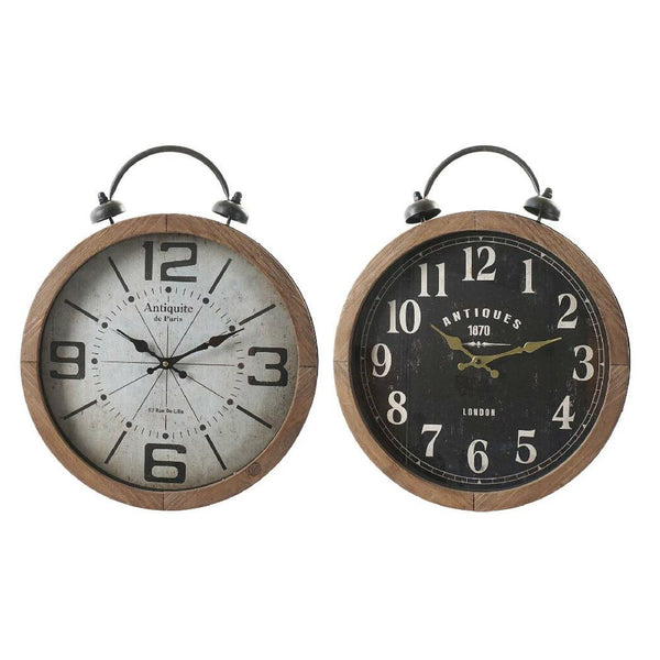 Orologio da Parete DKD Home Decor Vetro Nero Carta Bianco Ferro Legno MDF (40 x 6 x 49 cm) (2 pcs)