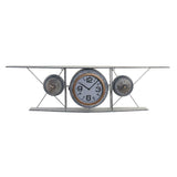 Wanduhr DKD Home Decor Glas Eisen Avion Holz MDF Dunkelgrau (120 x 21 x 33,5 cm)