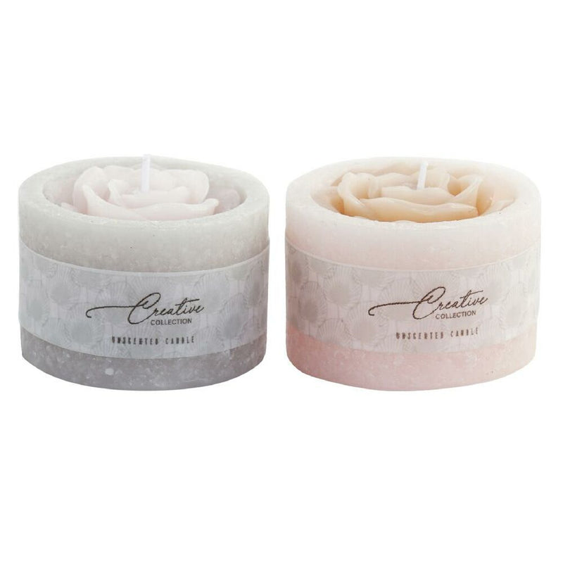 DKD Home Decor Candle Fiore Shabby Chic (7,5 x 7,5 x 5 cm) (2 pcs)